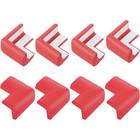 Protectores de esquinas, 8 protectores para muebles y bordes, almohadillas de espuma de goma suave para chimeneas, mesas y bordes de muebles (rojos) (1/5)