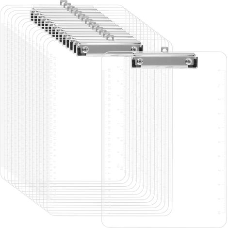 Lot de 15 planchettes à pince en plastique transparent A4 pour bureau, restaurant, rangement de documents, 31,5 x 22,5 cm (1/5)