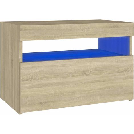 Maison Exclusive - Mesita de noche con luces LED contrachapada So (1/5)