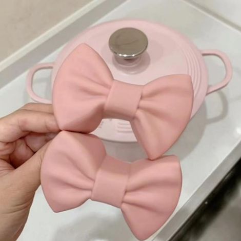 Pinces anti-brûlure en silicone à nœud papillon, poignées épaissies pour couvercles de casseroles, woks en fonte pour four, couvercles pour bols et assiettes à emporter (1/5)