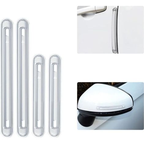 Bandes de protection anti-collision pour voiture, 4 pièces, bandes de protection anti-rayures pour pare-chocs et bord de porte, transparentes-Crezuo