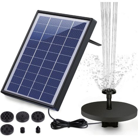 Fuente solar, batería de 1500 mAh, bomba solar para estanque, fuente solar flotante mejorada con 6 estilos de fuente para jardines, baños de pájaros, estanques. Visita la tienda de AISITIN (1/5)