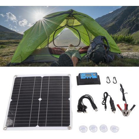 Kit Solaire 20W 12V Monocristallin IP65 Étanche avec Régulateur de Charge 10A pour Camping et Bateau (1/5)