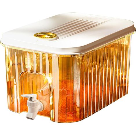 Distributeur de boissons transparent de 3,8 litres (1 gallon) pour réfrigérateur, en plastique de qualité supérieure, petit pichet à eau glacée avec filtre et robinet. Idéal pour les fêtes et les jus