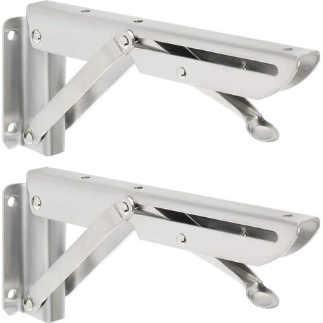 Lot de 2 supports d'étagère pliables en métal, équerres pliables à angle droit, étagère murale flottante robuste