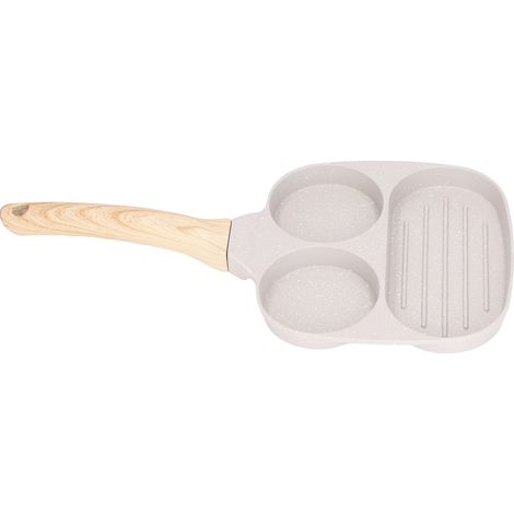 Poêle à œufs antiadhésive à fond plat en alliage d'aluminium, compatible avec les plaques à induction et les cuisinières à gaz, 3 tasses (1/5)