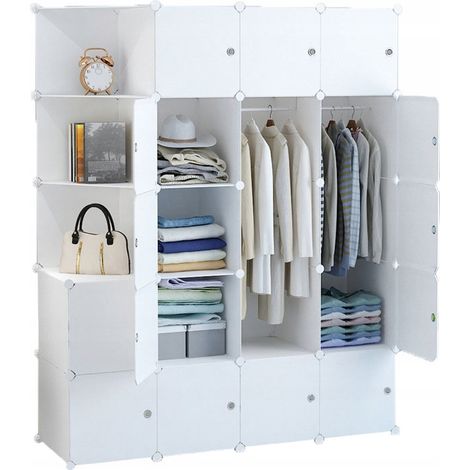 Modularer Kleiderschrank mit Kleiderstange, XXL-Schränken, weißen Regalen und Kleiderstange (1/5)