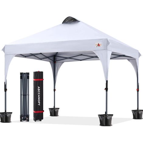 Pavillon Pop Up wasserdicht Sonnenschutz Seile Pfähle 3x3M Weiß (1/5)