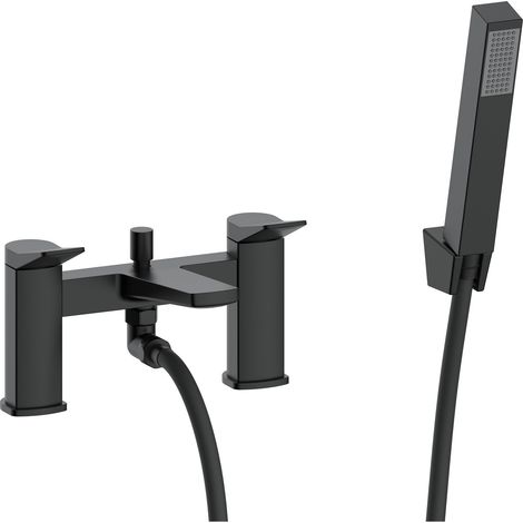 Signature Tilt Bath Shower Mixer Tap with Shower Kit and Bracket - Matt Black
