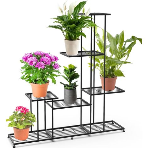 Support de Plantes en Métal Noir pour l'Intérieur et l'Extérieur Étagère à 6 Étages en Métal pour Pots de Fleurs Étagère à Fleurs pour Terrasse, Jardin, Salon, Balcon Chambre à Coucher (1/5)
