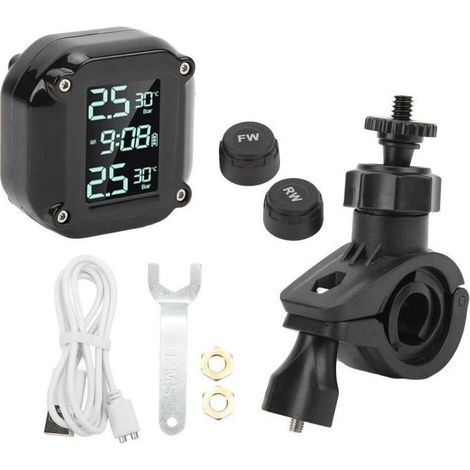 TPMS de moto Système de surveillance de la pression des pneus de moto avec écran LCD de charge USB à 2 capteurs IP67 TPMS (1/4)