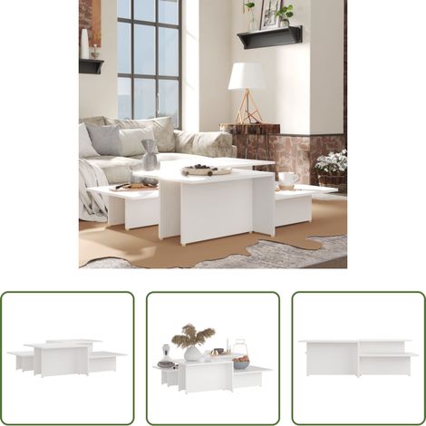 Bois d'ingénierie -  Tables basses 2 pcs Blanc 111,5x50x33 cm Bois d'ingénierie (1/5)