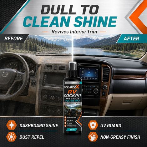 KineShineX RV Cockpit Interior Polishing Wax - Dashboard Brightening and Maintenance, Dust and Sun Protection (1/4)