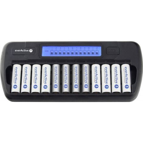 Cargador de baterías EverActive NC1200 de 12 canales (1/4)
