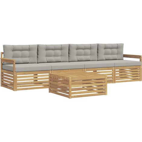 Set di divani da esterno 5 pcs Bianco e Grigio Chiaro vidaXL