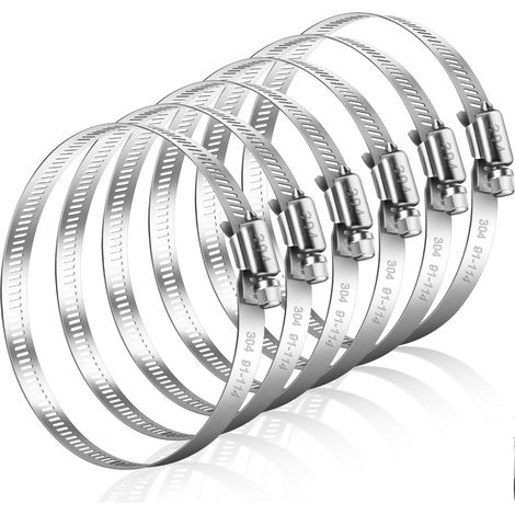 Collier de Serrage Inox Réglable 91-114mm – 6 Pièces,Fixation Tuyau d'Évacuation,Ventilation Séchoir,Tube (1/5)