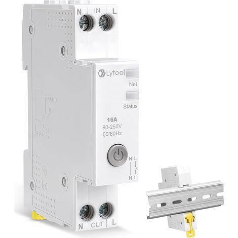 Disjoncteur Connecté WIFI 16A Interrupteur-D' Éclairage-Connecté-Intelligent, Compatible Tuya/Smart Life,Rail DIN,Commande Vocale,Mesure Énergie,Minuterie,Protection Surcharge