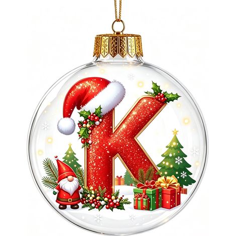 Boule à neige de Noël 3D en acrylique transparent, lettres, décoration à suspendre pour sapin de Noël (non lumineuse) (1/5)