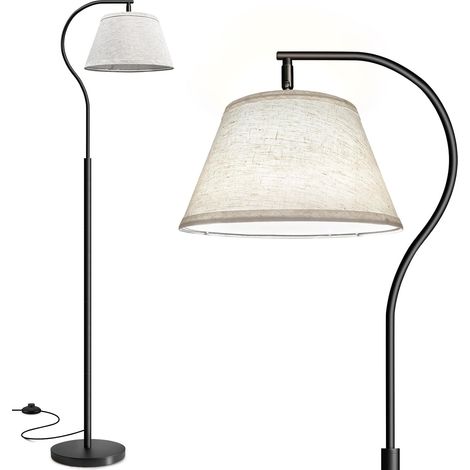 Floor Lamp Living Room, Floor Lamp Arch with Shade and Foot Switch, Modern Living Room Lamp with 9W LED Bulb, E27 170cm Lamp for Bedroom, Office (Linen) (1/5)