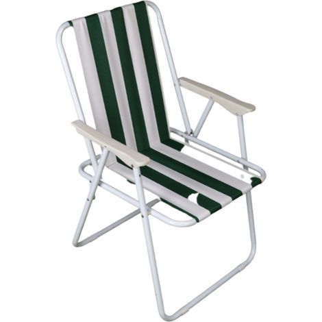 Folding Camping / Picnic Chair in Green and White Garden Patio (1/5)