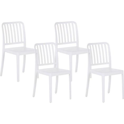 Gartenstuhl 4er Set SERSALE Kunststoff Weiß