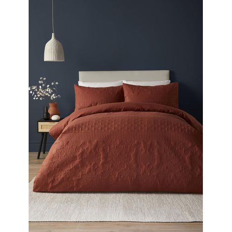 Housse de Couette Pinsonic en Terre Cuite Lit Simple 140 x 200 cm Terracotta gaufré Parure de lit brodée Parure de lit Housse de Couette Traditionnelle (1/3)