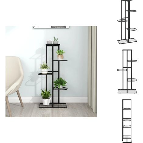 Blumenständer 5-Etagen 43x22x98 cm Schwarz Metall - Pflanzenständer - Blumenträger - Metallregal - Gartendekoration - Balkonmöbel (1/5)