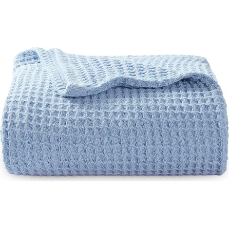1 Couverture en coton thermique, tissage lâche, bordure plate, usage toutes saisons, chambre à coucher (1/5)