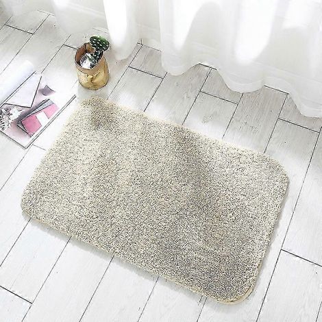 Tapis de sol moelleux et absorbant antidérapant 100 x 150 cm beige (1/2)