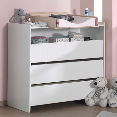 Commode Kiddy 90x72x106cm avec tablette à langer 3 tiroirs -