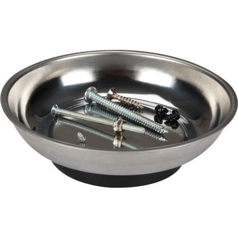 Perel – Coupelle magnétique 1386 10 cm – Acier inoxydable anti-rouille – Pour vis, clous et petits outils – Fixation sur établis et murs