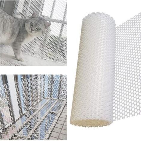 Filet de Protection pour Chat Grillage Plastique Blanc, Filet de Sécurité Enfant, Filet Chat Balcon sans Percage, Robuste - Indéchirable, Filet Anti-chute pour Balcon D'escalier (1/4)