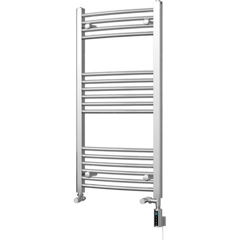 Zennor - Chrome Dual Fuel Towel Rail H1000mm x W500mm Thermostatic WIFI - Curved (1/3)