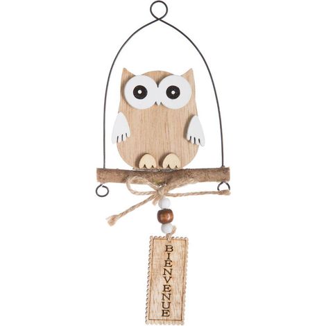 Weihnachtsmotiv Holz Tier Metallumrandung - Eule