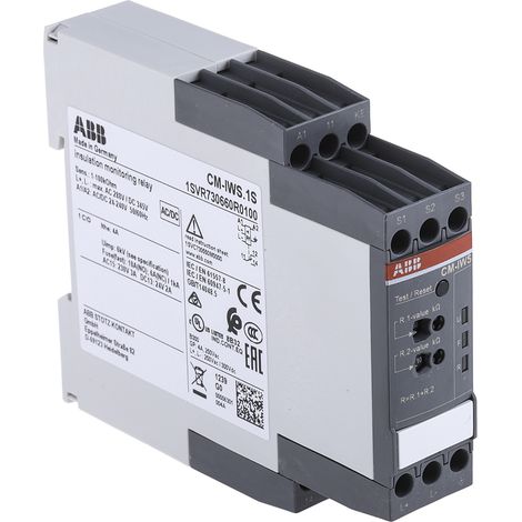 Relais de contrôle d'isolation ABB série CM-IWS, monophasé, triphasé, 1 RT ( Prix pour 1 )