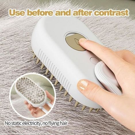 Brosse À Vapeur - 3 En 1 - Pour Chiens Et Chats - Réduction De La Perte De Poils - 1 Pièce (1/4)