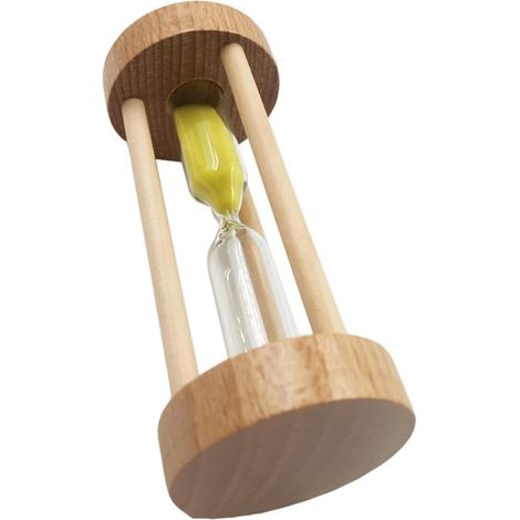 Minuteur Sablier en Bois Sable Jaune, Verre Artisanal, 3 (1/5)