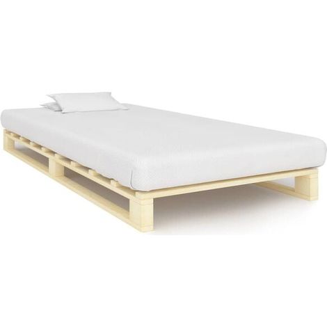 Cadre de lit plateau sans matelas, 90x200 cm, pin massif. (1/5)