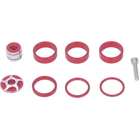 CANSUCC Rondelle de fourche de vélo avant 28,6mm, entretoises de jeu de direction pour VTT et vélo de route, rouge (1/5)