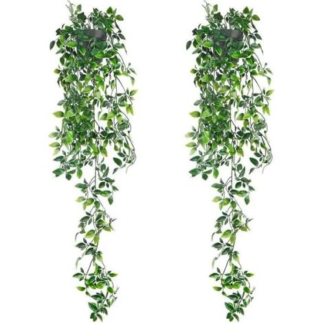 2Pcs 80cm Plante Tombante Artificielle avec Pot Lierre Artificielle Fausse Plante pour Célébration, Cuisine, Jardin, Bureau (1/4)