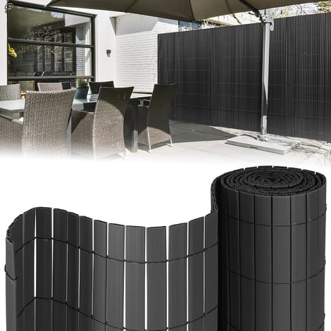 Jiubiaz Sichtschutzmatte PVC Sichtschutzzaun Anthrazit Windschutz fur Garten Balkon und Terrasse 90x400cm Stabile W-Form (1/5)