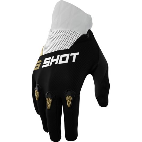 Gants de course Moto Devo Gold Shot noirs, blancs et dorés, taille 10 L (1/3)