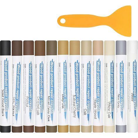 12 Couleurs Kit Reparation Parquet Stratifie Pate A Bois Rebouchage Mastic Bois Pour Meubles Parquet Flottant Plan De Travail Cuisine Stratifie Kit Reparation Carrelage Enduit De Rebouchage (1/5)