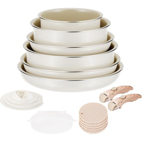 Set de casseroles et poêles induction antiadhésives céramique avec poignées amovibles 6 pièces (1/5)