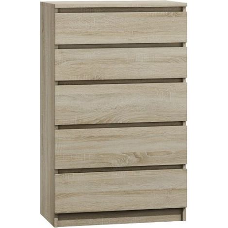 MILANO 5 Cassettiera moderna per camera da letto/soggiorno/ufficio 40x70x109.5 5 cassetti scorrevoli Mobile contenitore chiffon (1/2)