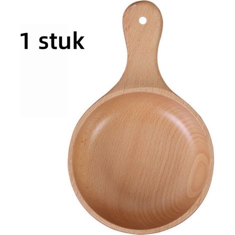 Bol à nouilles instantanées en bois avec poignée 650 ml 29 x 18 x 5 cm couleur bois saladier et bol pour fruits plats et repas (1/5)