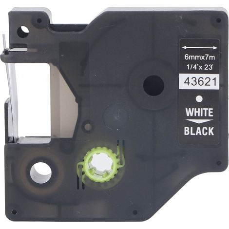 Ruban pour étiqueteuse 6mm x 7m, PET transparent résistant à l'eau et à l'huile, compatible LMPC 16596 LM150 LM450 LM350, blanc sur noir (1/5)