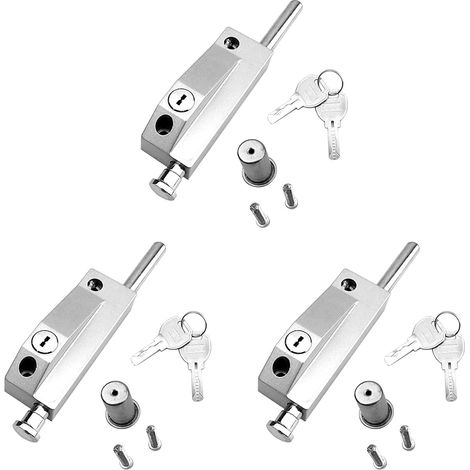 3X Serrure de Porte Coulissante pour Portes-FenêTres en Verre Serrure de SéCurité Auxiliaire ArgentéE Serrure de Porte en Verre Serrure à Mortaiser (1/5)