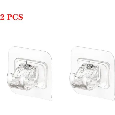 2 pièces support de tringle à rideau réglable sans clou crochets de serrage supports de support de tringle rideau mural adhésif pince fixe crochet de support suspendu