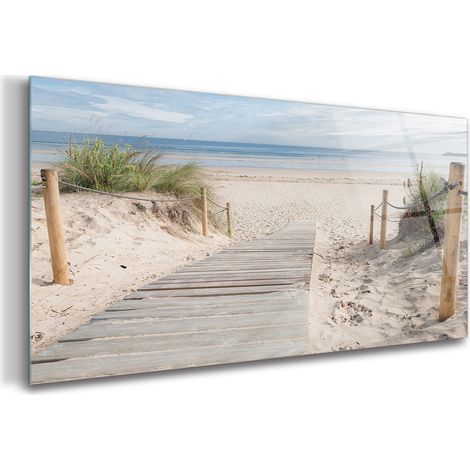 Tableau sur verre – 120 x 60 cm - Tableau mural décoratif - Verre Décorative - Mer (1/5)